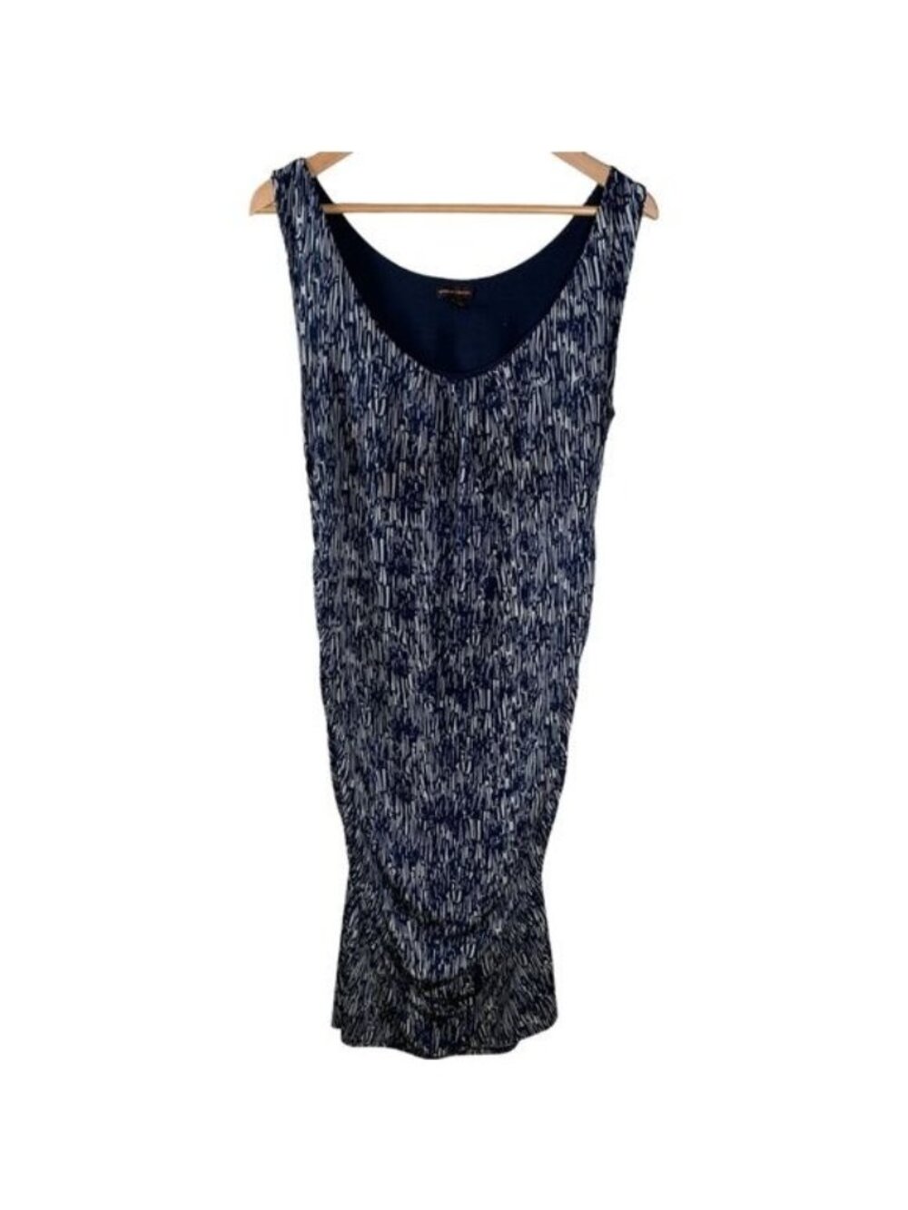 Dana Buchman Women's Large Navy White Ruched Sheath Dress Sleeveless Career